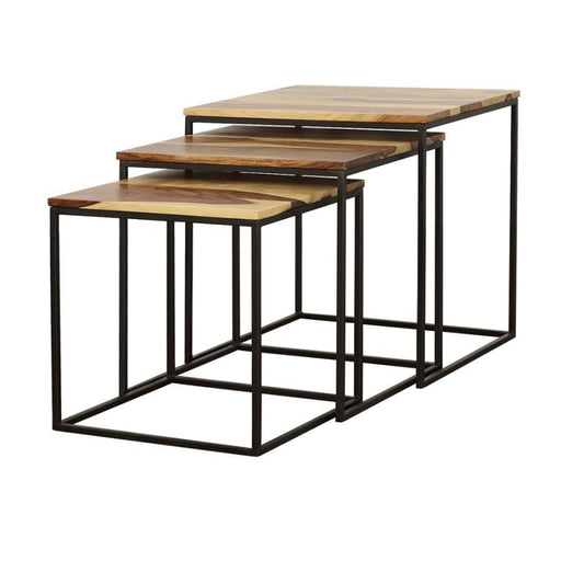 Belcourt - 3 Piece Square Nesting Tables - Natural And Black - Simple Home Plus