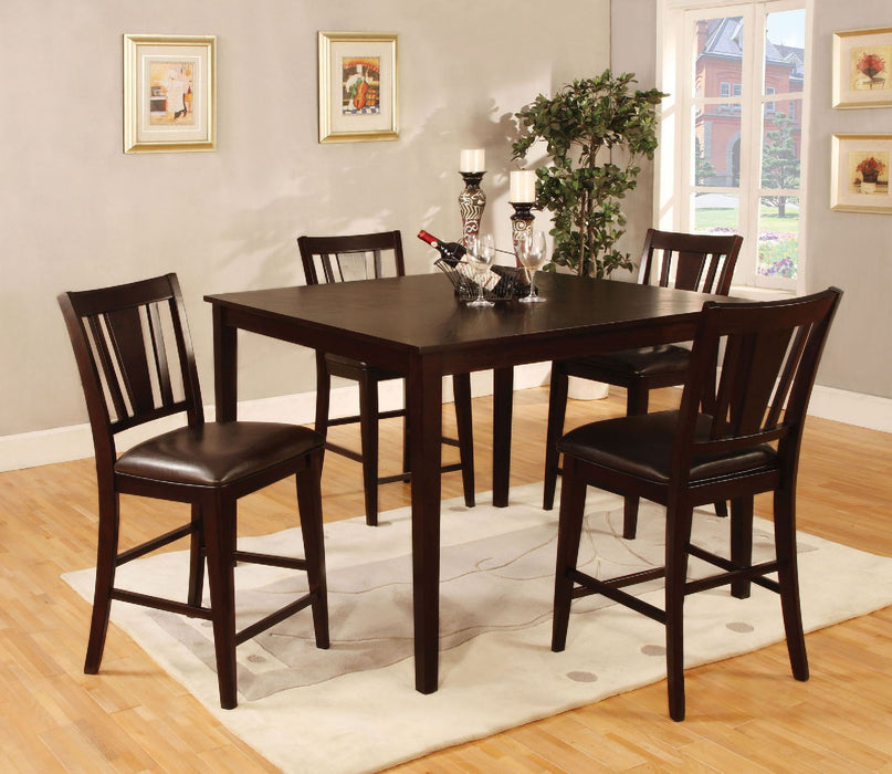 Bridgette - 5 Piece Square Counter Height Table Set - Espresso