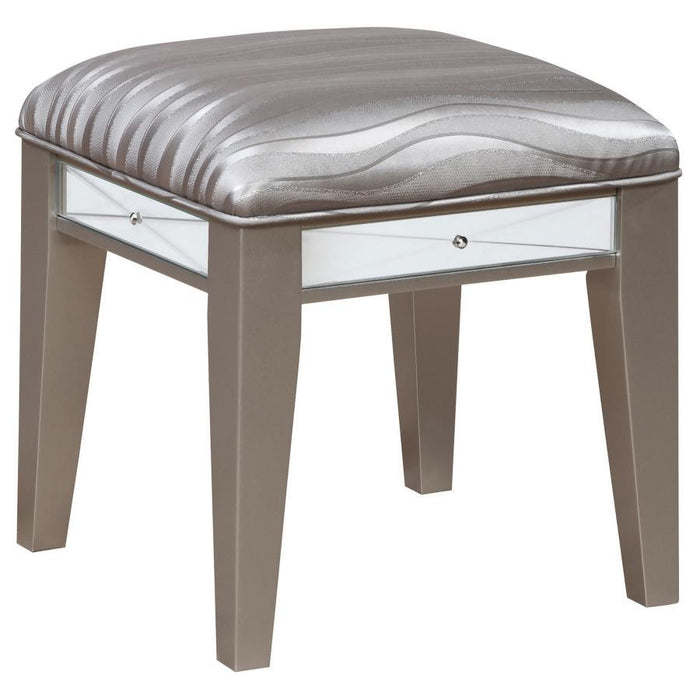 Leighton - Vanity Desk And Stool - Metallic Mercury - Simple Home Plus