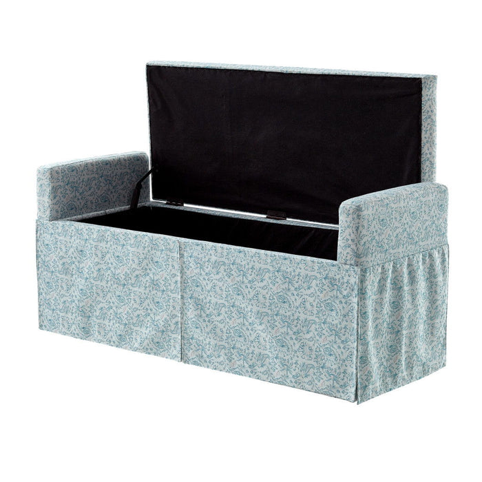 Upholstered Linen Bench With Flip Top - Blue