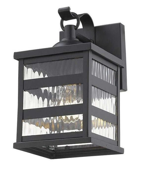 Glass Panel Outdoor Cage Light - Matte Black