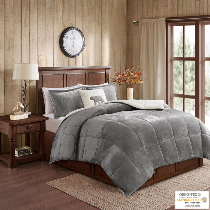 Alton - King Down Alternative Comforter Set - Charcoal / Ivory