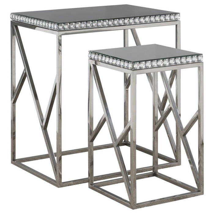 Betsy - 2 Piece Mirror Top Nesting Tables - Silver - Simple Home Plus