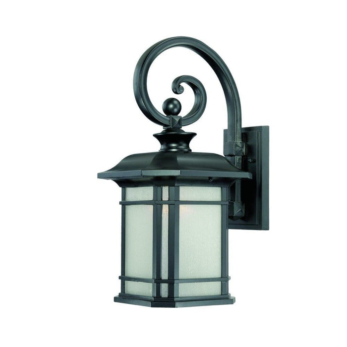 XL Frosted Linen Glass Lantern Wall Light - Matte Black