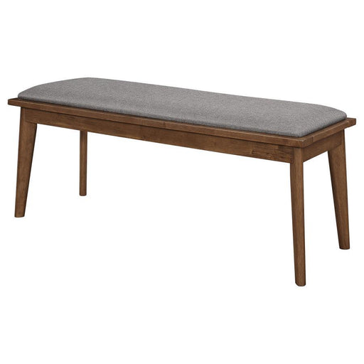 Alfredo - Upholstered Dining Bench - Gray And Natural Walnut - Simple Home Plus