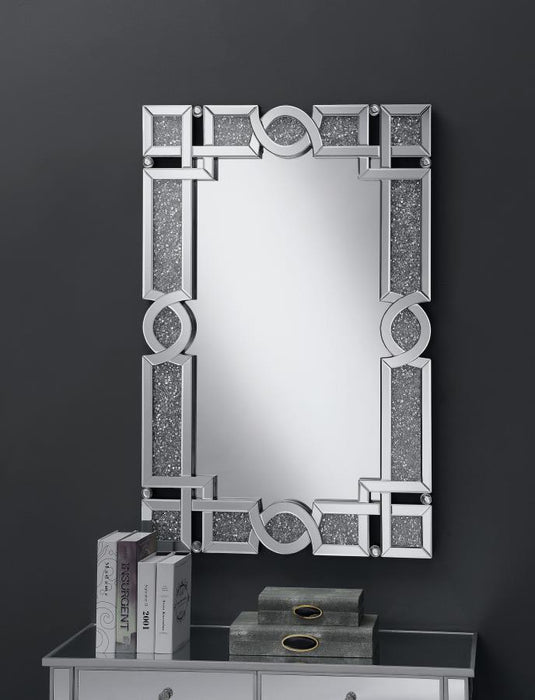 Jackie - Interlocking Wall Mirror With Iridescent Panels And Beads - Silver - Simple Home Plus