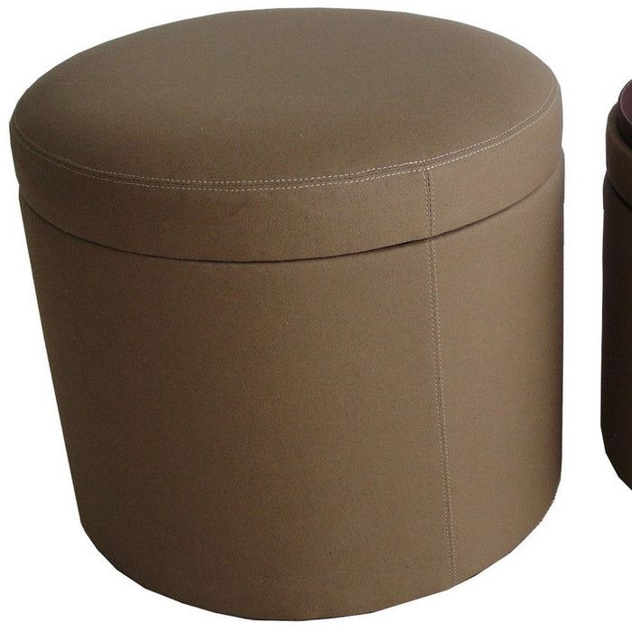 Faux Leather Round Storage - Tan