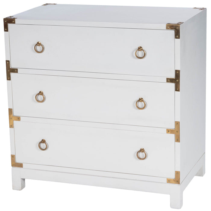 Solid Wood Three Drawer Dresser - White