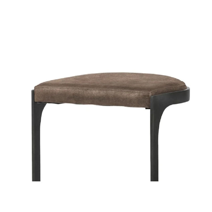 Leather And Iron Backless Counter Height Bar Chair - Brown