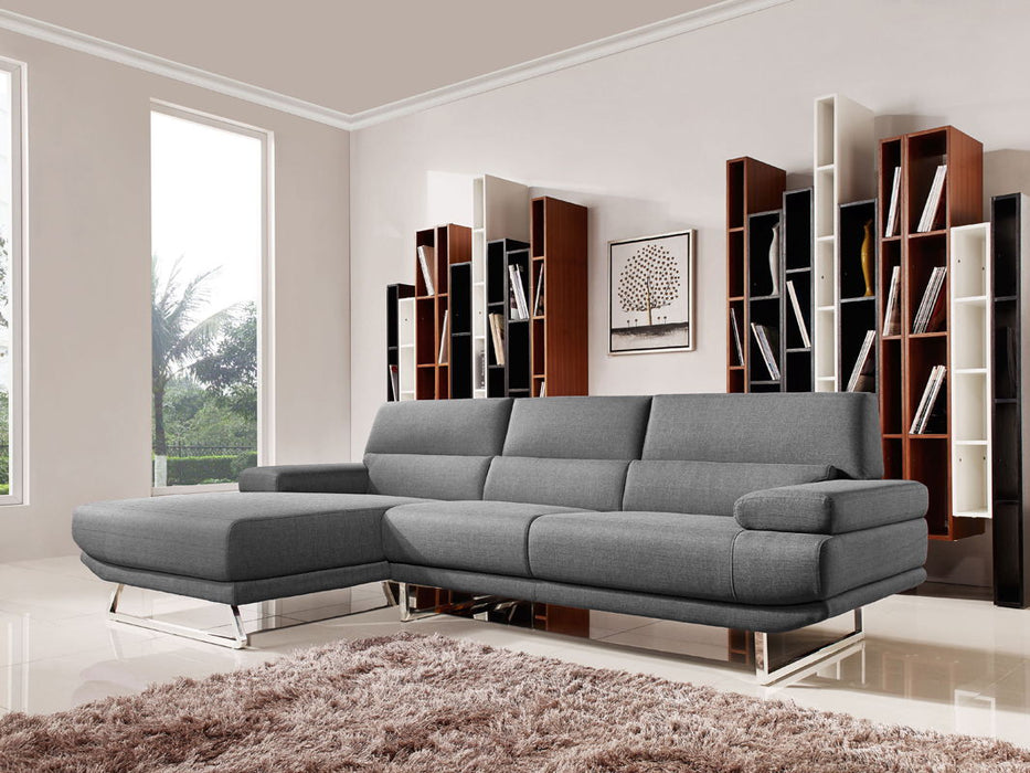 Fabric Foam Wood And Steel Sectional Sofa - Gray