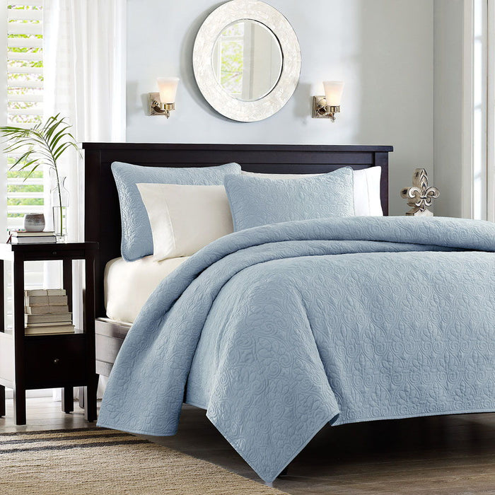 Quebec - Reversible Coverlet Set - Blue