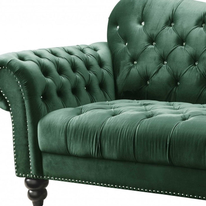 Velvet Loveseat - Green / Black