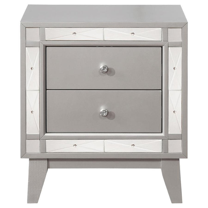 Leighton - 2-Drawer Nightstand - Metallic Mercury - Simple Home Plus