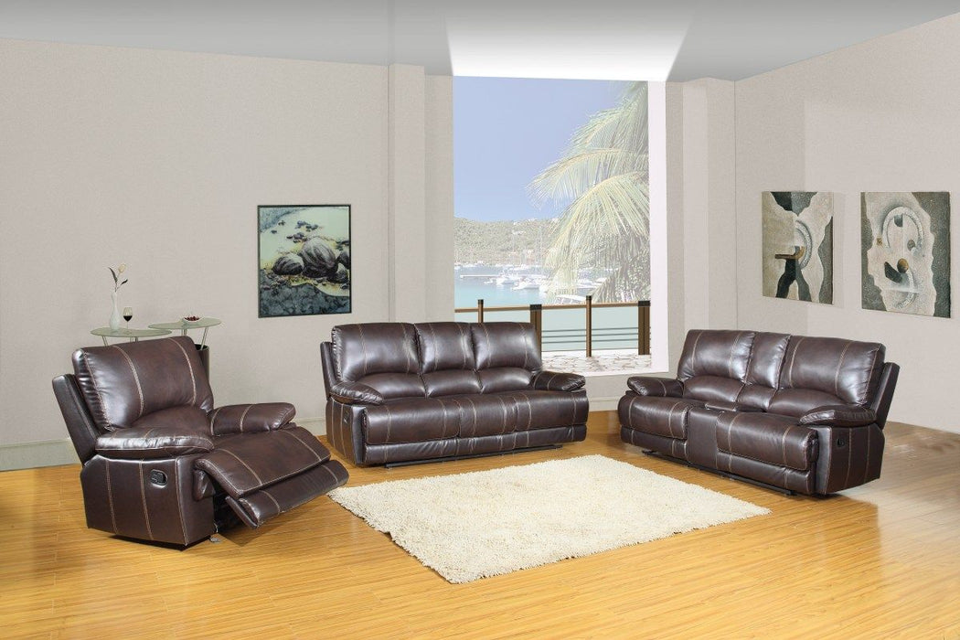 Three Piece Indoor Faux Leather Five Person Seating Set - Brown