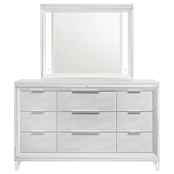 Marmore - 9-Drawer Dresser And LED Mirror - White