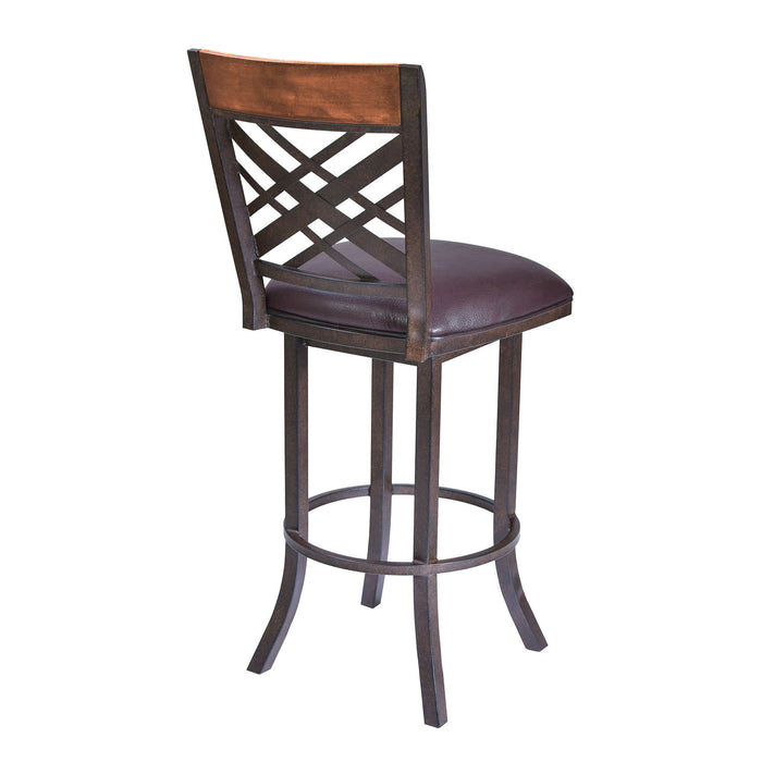 Faux Leather Counter Height Bar Chair - Brown