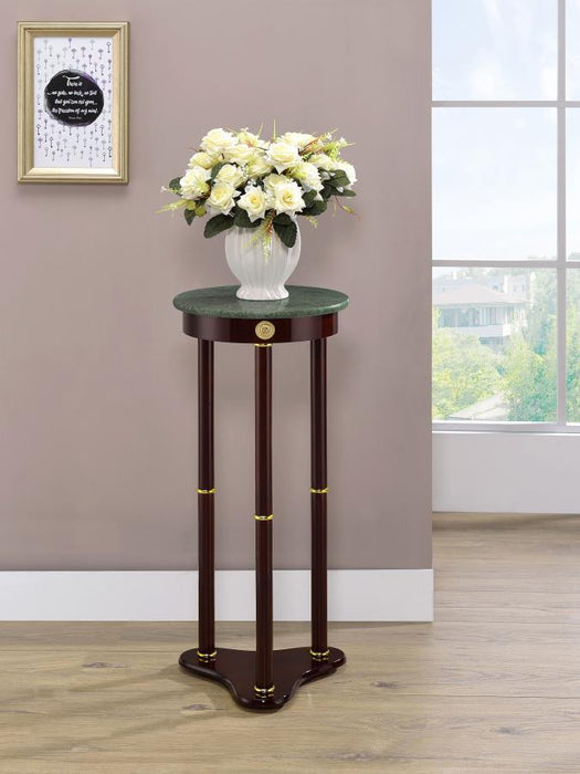 Edie - Round Marble Top Accent Table - Merlot - Simple Home Plus