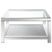 Valentina - Rectangular Coffee Table With Glass Top Mirror - Simple Home Plus