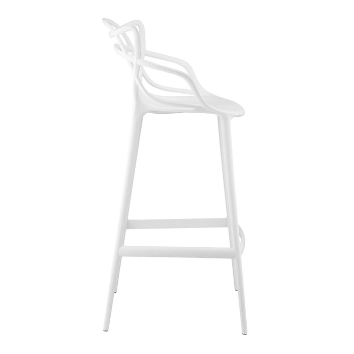 Abstract Mod Low Back Bar Height Chair With Footrest 43" - White