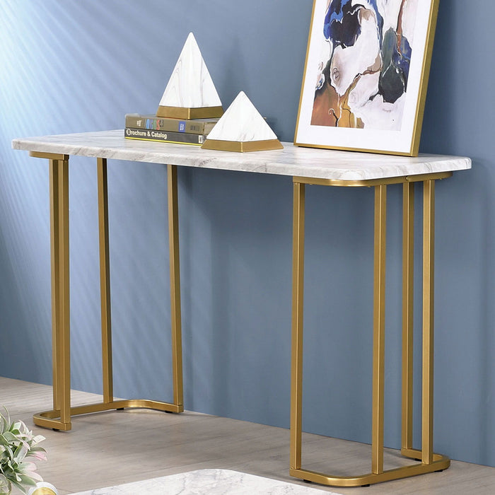 Calista - Sofa Table - Gold / White - Simple Home Plus