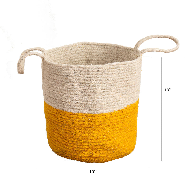 12" Handmade Natural Cotton Woven Basket