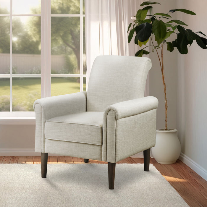 Jeanie - Rolled Arm Accent Chair - Ivory