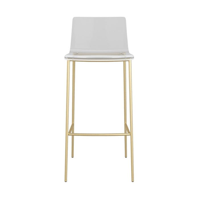 Plastic Low Back Bar Height Bar Chairs (Set of 2) - Clear / Gold