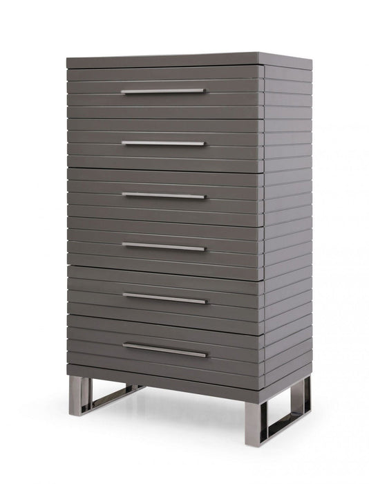 Solid Wood Six Drawer Chest - Gray