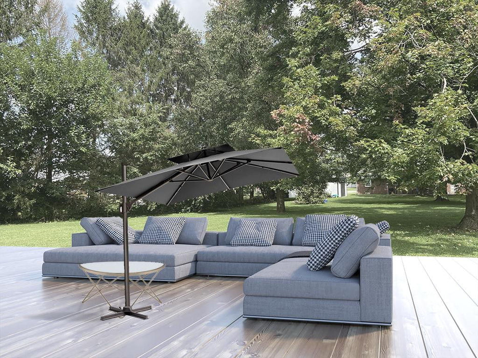 Round Tilt Cantilever Patio Umbrella With Stand - Dark Gray