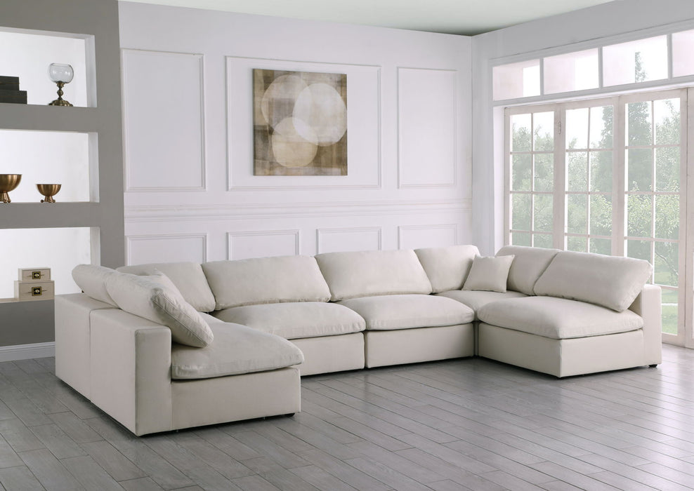 Plush - Velvet Standart Comfort Modular Sectional 6 Piece - Cream