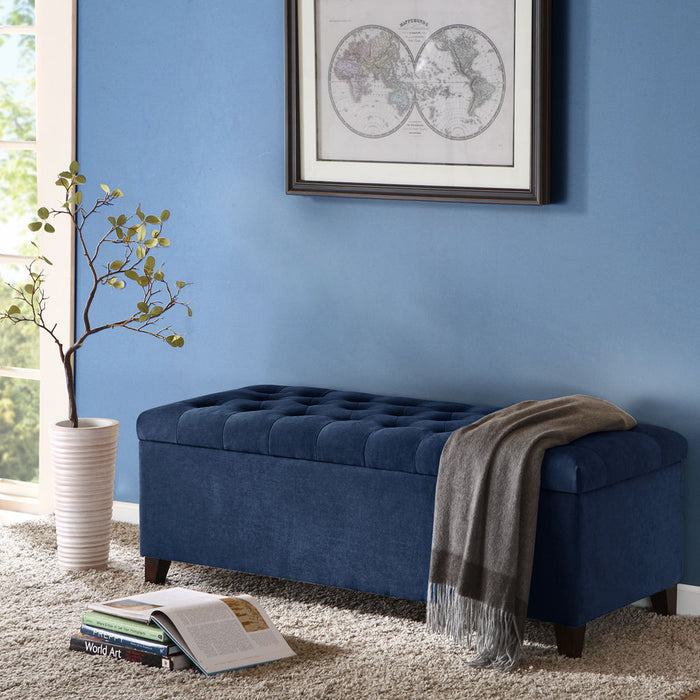 Shandra - Tufted Top Storage Bench - Navy