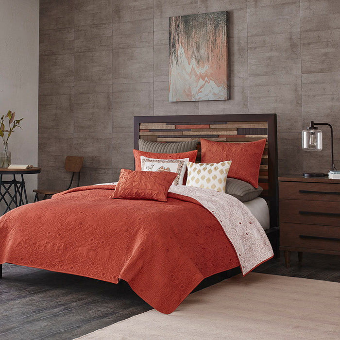 Kandula - 3 Piece Coverlet Mini Set - Coral