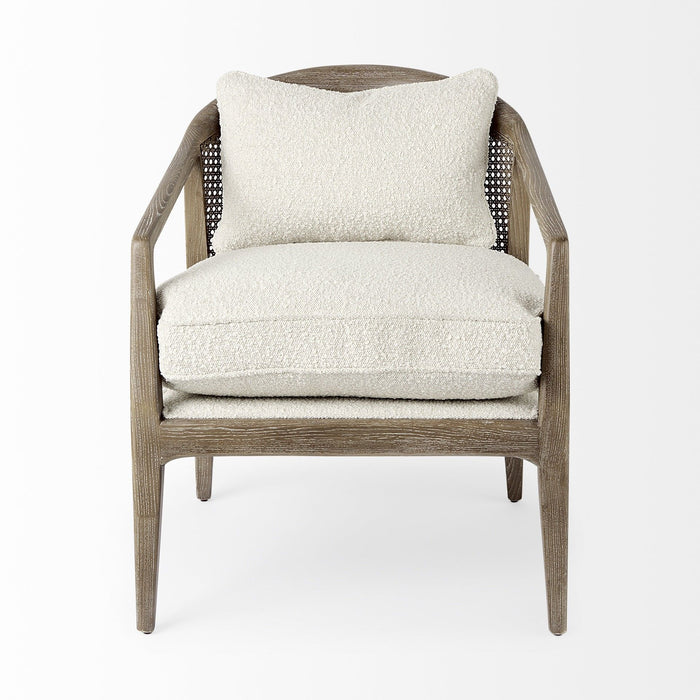 Boucle Arm Chair And Toss Pillow - Cream / Brown