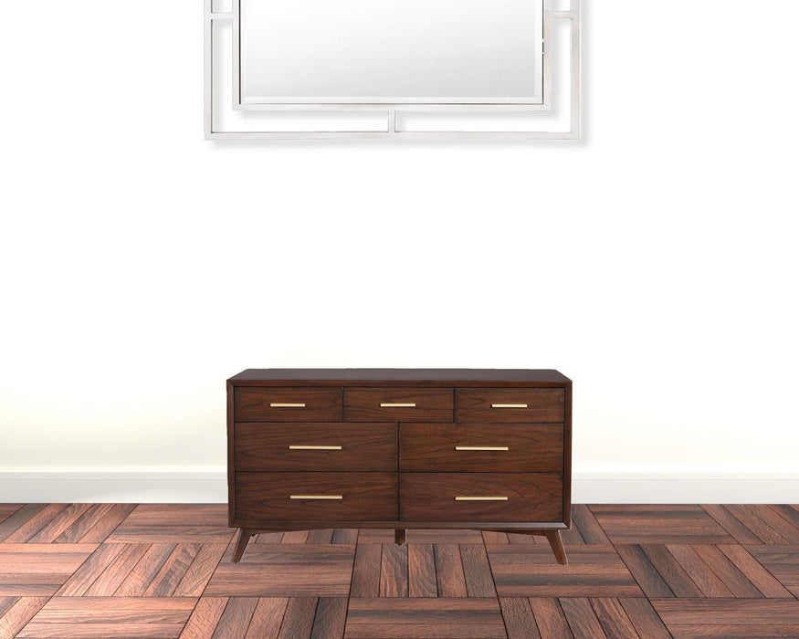 Solid Wood Seven Drawer Double Dresser - Walnut