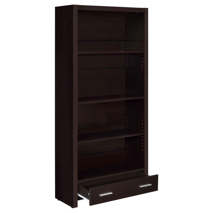 Skylar - 5-Shelf Bookcase With Storage Drawer - Cappuccino - Simple Home Plus