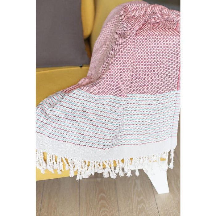 Checked Turkish Towel Or Throw Blanket - Red / White