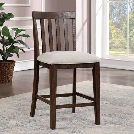 Fredonia - Counter Height Chair (Set of 2) - Rustic Oak / Beige - Simple Home Plus