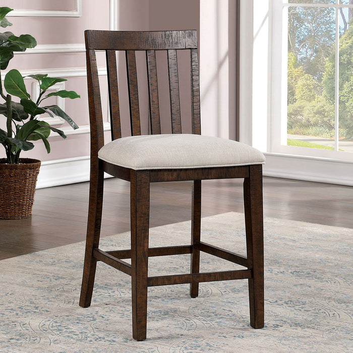 Fredonia - Counter Height Chair (Set of 2) - Rustic Oak / Beige - Simple Home Plus