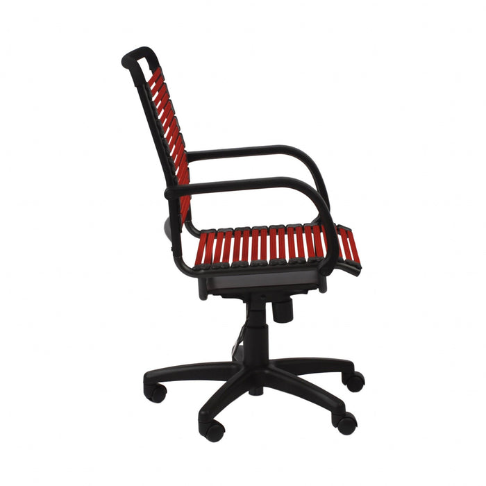 Adjustable Swivel Bungee Rolling Office Chair - Red / Black