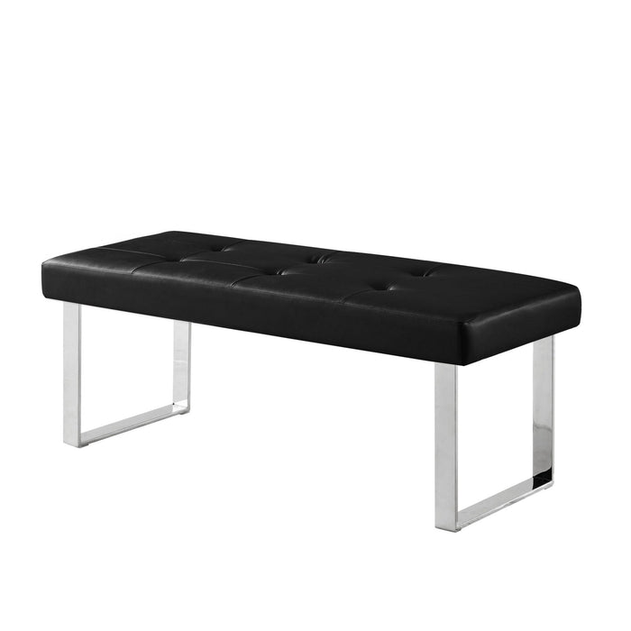 Faux Leather Upholstered Bench - Silver / Black