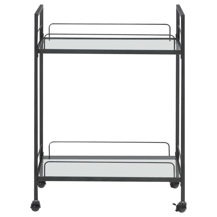 Curltis - Serving Cart With Glass Shelves - Clear And Black - Simple Home Plus