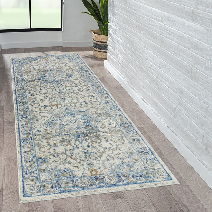 Frances - Medallion Woven Area Rug - Navy