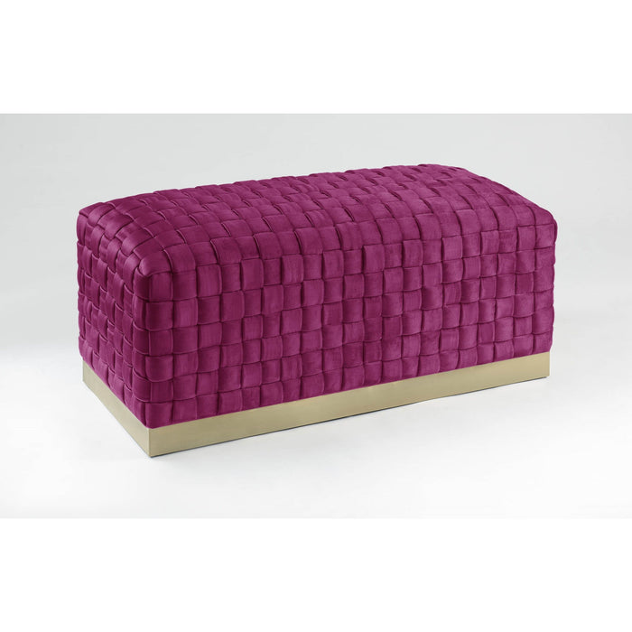 Upholstered Velvet Bench - Fuchsia / Gold