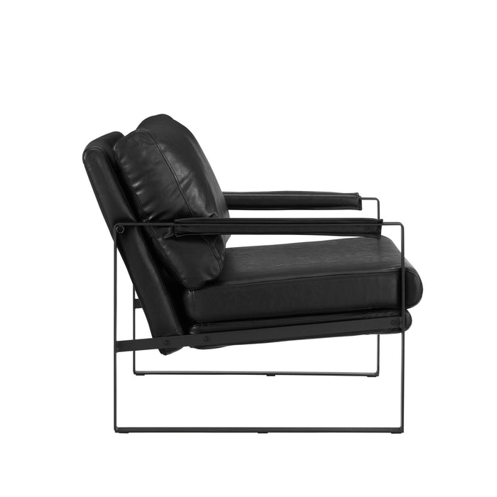 Faux Leather and Metal Arm Chair 27" - Black