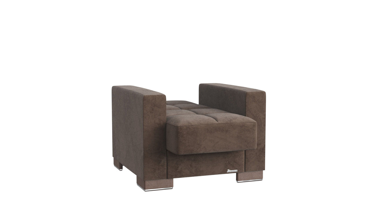 Tufted Microfiber Convertible Chair 36" - Brown