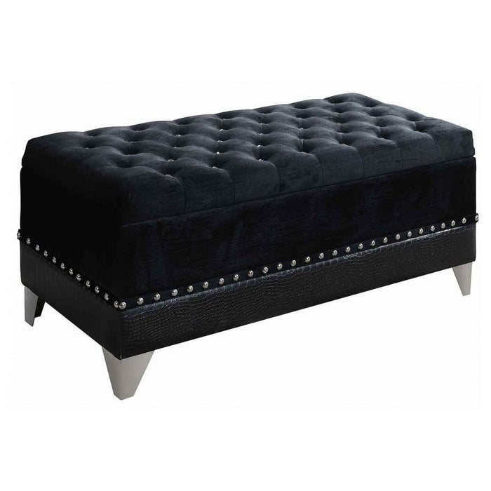 Barzini - Tufted Rectangular Trunk With Nailhead Black - Simple Home Plus