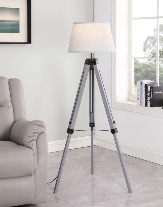 Dayton - Adjustable Empire Shade Tripod Floor Lamp Gray - Simple Home Plus