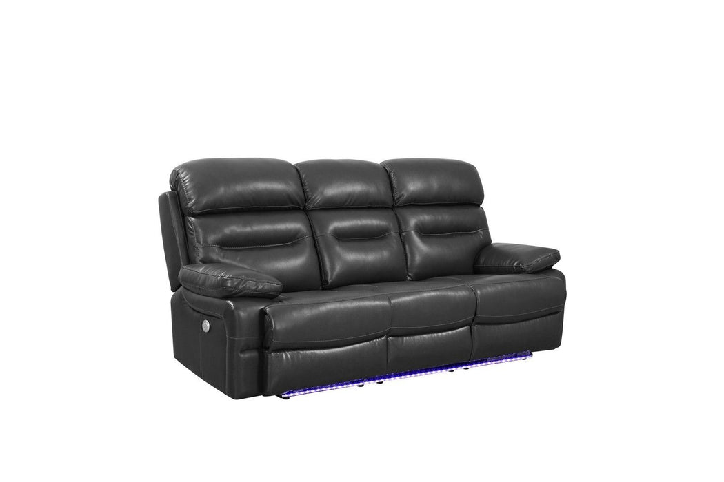 Usb Sofa Faux Leather With Black Legs - Gray