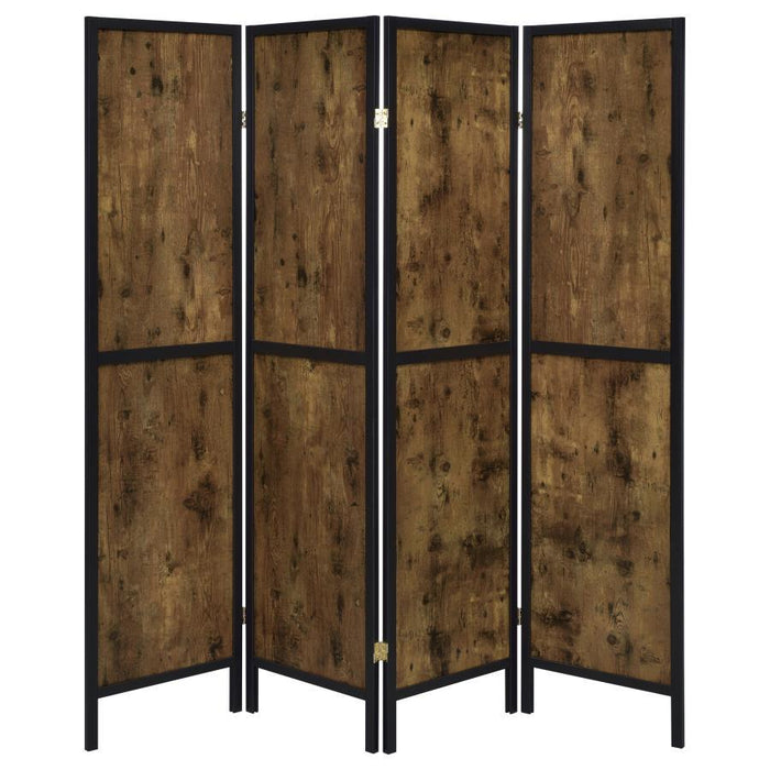 Deepika - 4-Panel Folding Screen - Antique Nutmeg And Black - Simple Home Plus