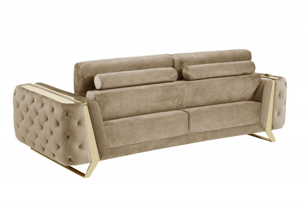 Sofa With Silver Legs - Beige